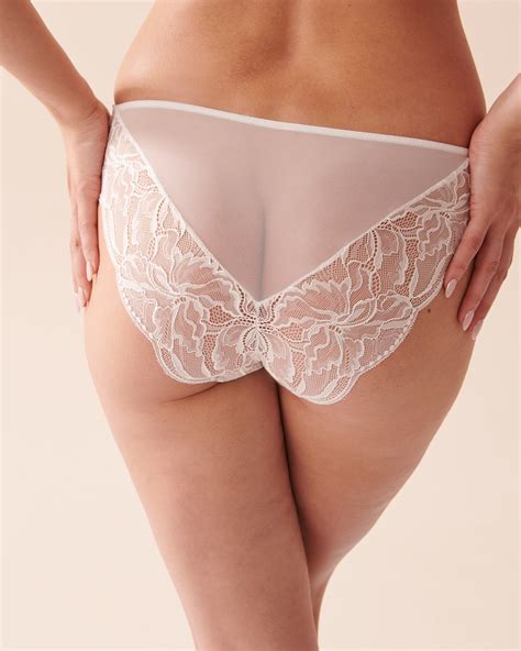 Culotte bikini dentelle et résille Blanc la Vie en Rose
