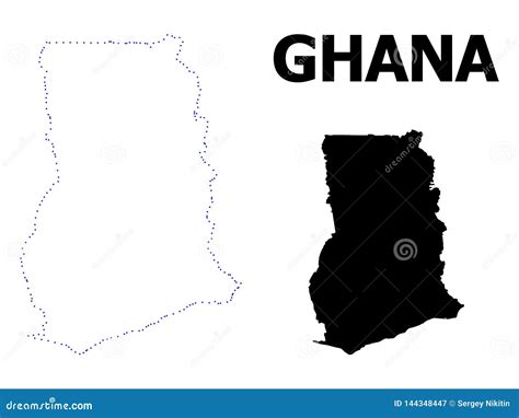 Vector Contour Dotted Map Of Ghana With Name Stock Vector