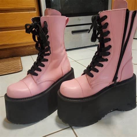 Dolls Kill Pink Platform Boots Gem