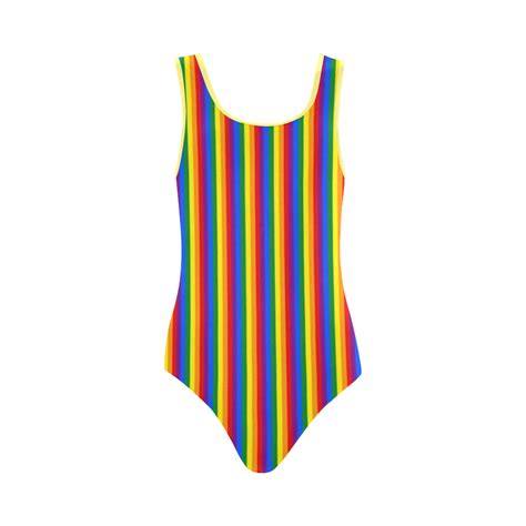 Gay Pride Rainbow Stripes Vest One Piece Swimsuit Model S Id D
