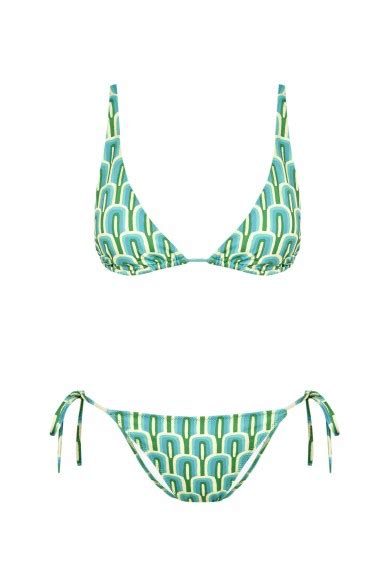Bikini Flame Calypso Estampado Verde Vintage Robin Collection