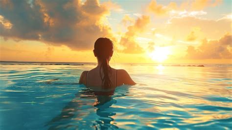 Photo Of A Serene Ocean View With A SunTanning Bikini Clad Traveler Premium AI Generated Image