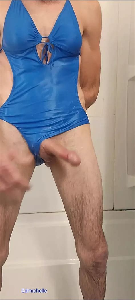 Cdmichelle Taking A Shower Wearing Blue Swimsuits Jacking Off Till Cum Shemale Porn XHamster