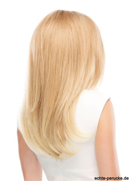 Geschichtete große gerade blonde lange Echthaar Spitze Front Perücken