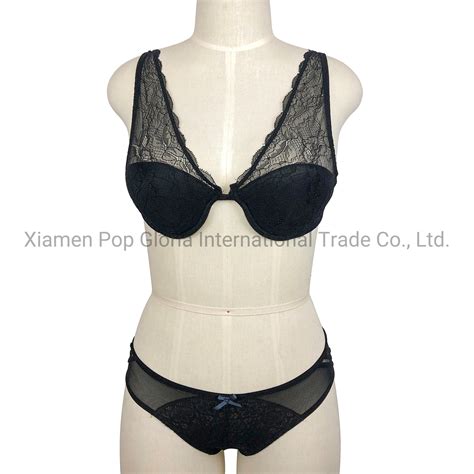 Womens Sexy Lingerie Set Underwire Soft Lace Stretch Lace And Fashion Design Underwear Set