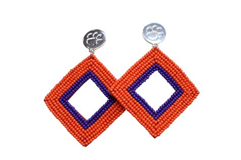 Clemson Square Beaded Hoop Earrings – clemsonframeshop