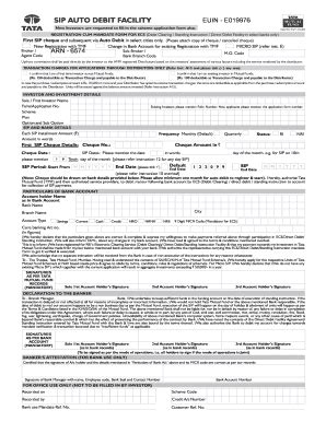 Fillable Online SIP Registration Cum Auto Debit NACH Mandate Form