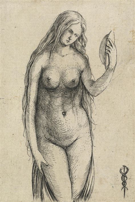 Nude Woman Holding A Mirror Drawing By Jacopo De Barbari Pixels