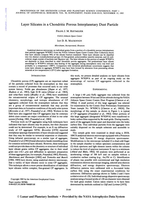 PDF Layer Silicates In A Chondritic Porous Interplanetary Dust