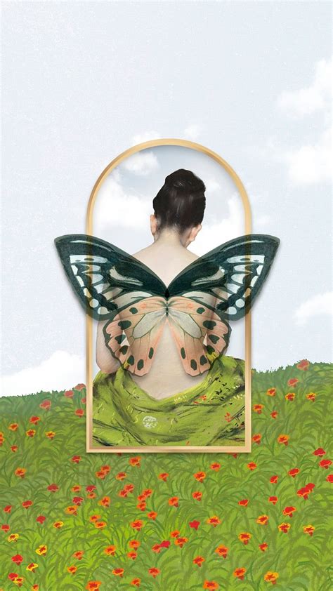 Nude Woman Butterfly Wings Golden Premium PSD Rawpixel
