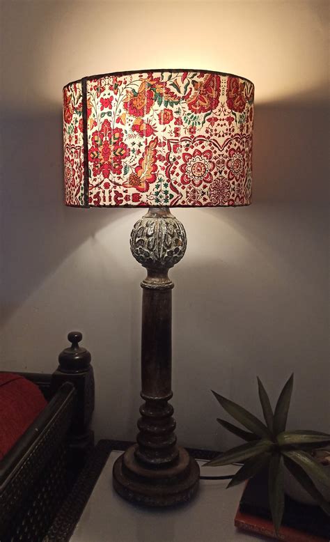 Real Antique Wooden Lamp Base Intricately Hand Carved Wooden Lamp Base