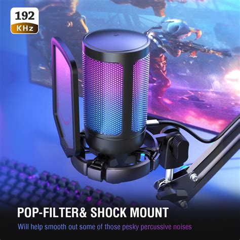 FIFINE AmpliGame USB Microphone with Volume Dial, Mute Button & RGB fo ...