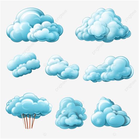 Fluffy Clouds Cartoon 3d Set, Fluffy Clouds, White Clouds, Clouds PNG ...