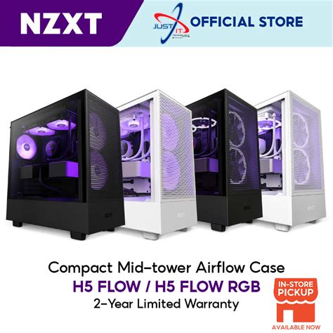 NZXT H5 FLOW H5 FLOW RGB Compact Mid Tower Airflow Case MATTE BLACK