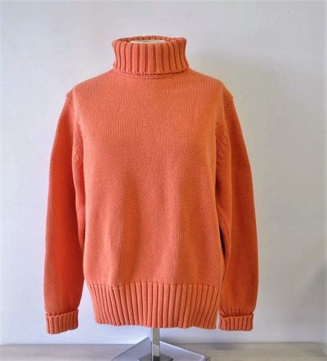 1980s Vintage Ll Bean Cable Knit Turtle Neck Sweatersweater Womens