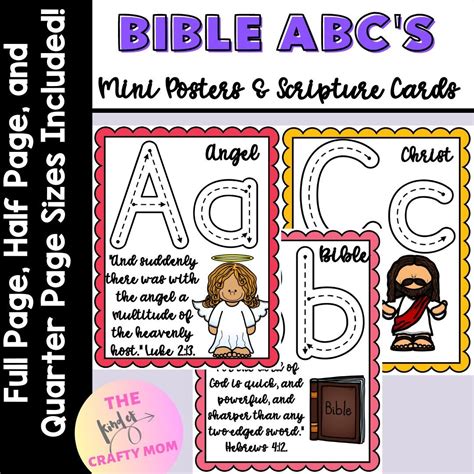 Bible Abc Christian Alphabet Poster Printable Scripture Etsy