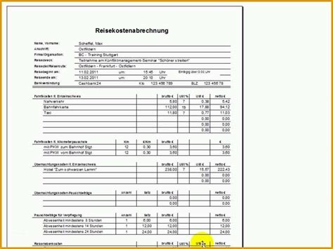 Beste Reisekostenabrechnung Mit Excel Kostenlos Vorlagen Und Muster