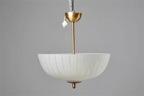 Vintage Swedish Glass And Brass Ceiling Light 1940s For Sale At Pamono