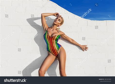 Elegant Sexy Woman Colorful Bikini On Stock Photo Shutterstock