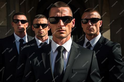 Premium Photo Bodyguards In Suits A Group Of Three Professional