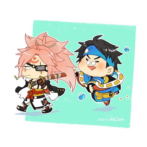 Chibi Baiken And Anji Art By ヘルシアついった Pixiv Rguiltygear