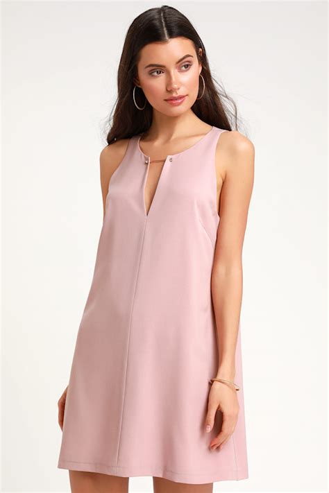 Chic Mauve Dress - Mauve Shift Dress - Gold Bar Dress - Lulus
