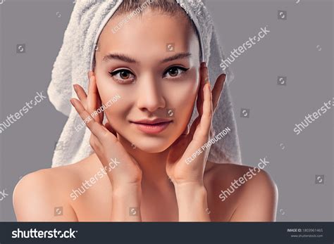 Beauty Portrait Cheerful Attractive Half Naked Stock Photo Shutterstock