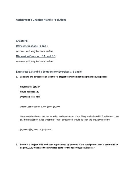 Assignment 3 Chapter 5-Solutions - Assignment 3 Chapters 4 and 5 ...