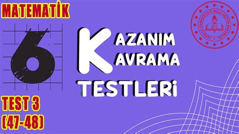 Sinif Matemat K Kazanim Kavrama Testler Test