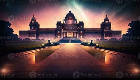 Rashtrapati Bhawan Presidential Palace Indian Monuments Illustration