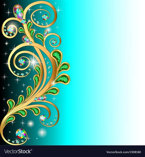 Background With Precious Stones And Gold Ornaments