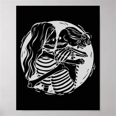 Lesbian Couple Lgbtq Pride Skeletons Kissing Valen Poster Zazzle