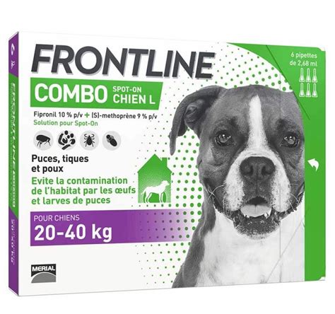 Frontline Combo Chien 20 40 Kg 6 Pipettes Anti Puces Et Anti Tiques