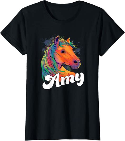 Amy - Adorable Girl Name With Beautiful Horse T-Shirt Unisex Full Size