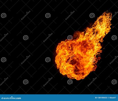 fireball isolated  black flame ball stock photography