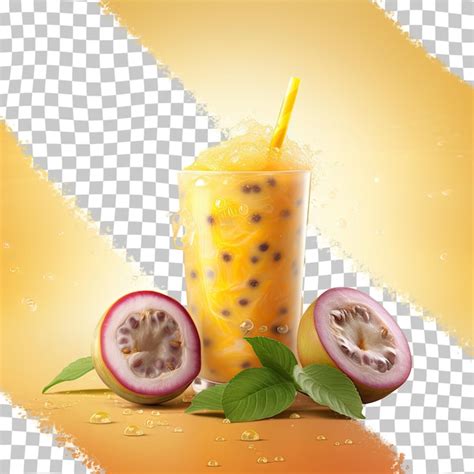 Premium Psd Passion Fruit Juice On Transparent Background