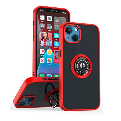 FUNDA PARA INFINIX HOT 30 AHUMADO CON ANILLO ROJO ANTISHOCK