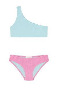 K Z Ocuk B R Mc K Dokulu Tek Omuz Kontrast Bikini Tak M