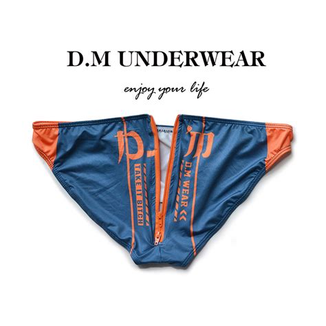 Gay Swim Briefs D M Back Zipper Easy Access Swim Briefs