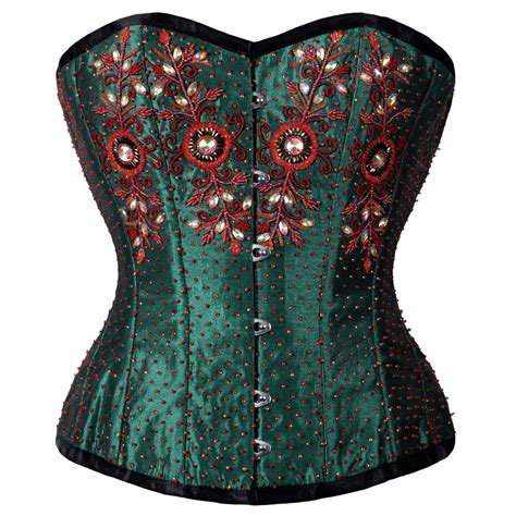 Dark Green Brazilian Embroidery Over Bust Corset Corsetlyf Corsets And Bustiers Plus Size