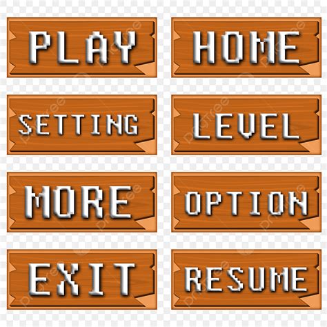 Wooden Button Game Vector PNG Images Game Button Set Wooden Png