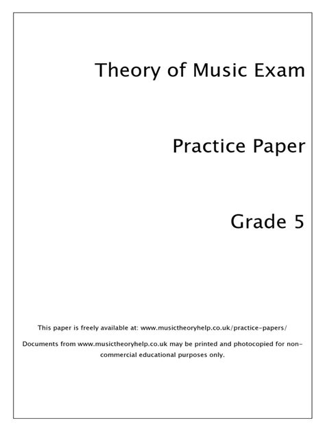 Music Theory Practice Paper Grade 5 Pdf