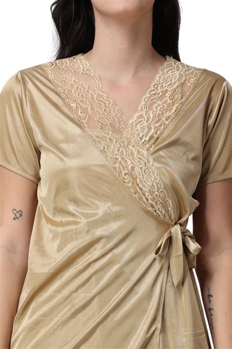 THUMKA Gold Nighty Set Sleepwear Dress Sett Sexy Nighty Hot Nighty Maxi For Women