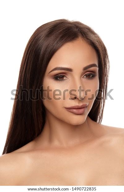 Close Portrait Brunette Nude Model Girl Stock Photo 1490722835 Shutterstock