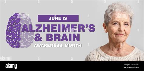 Banner For Alzheimer S And Brain Awareness Month With Senior Woman