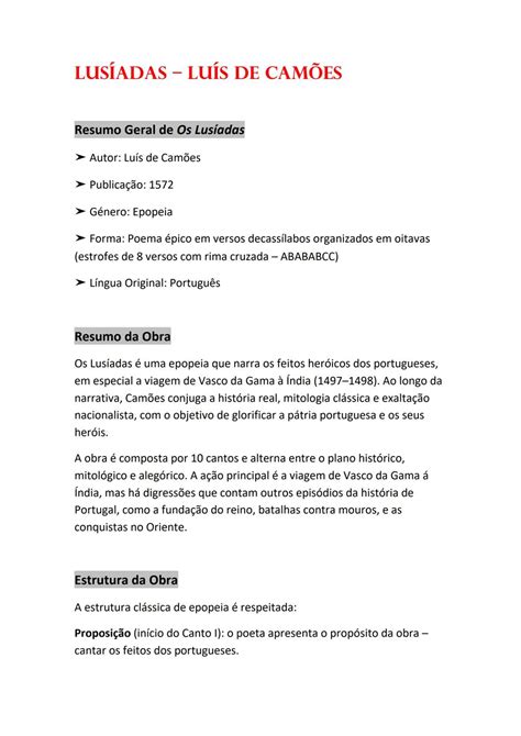 Resumo Sobre Os Lusiadas - Resumo Completo de Os Lusíadas: Saiba Mais Sobre a Obra (Português) em ...