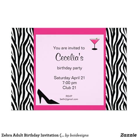 Convite Adulto Do Aniversário Da Zebra Inv 002 Zazzle Brasil