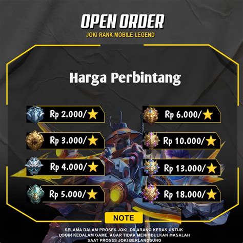 Joki Mobile Legend Eceran Dan Paket