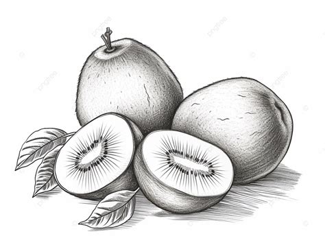 Dessin Noir Et Blanc De Kiwis Et De Feuilles Png Coloriage Kiwi Image