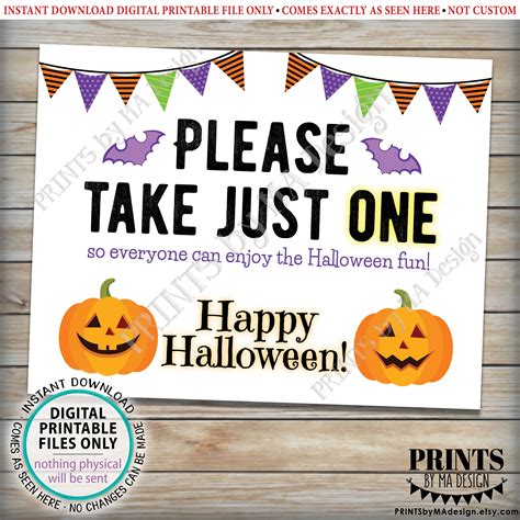 Happy Halloween Take One Sign Printable